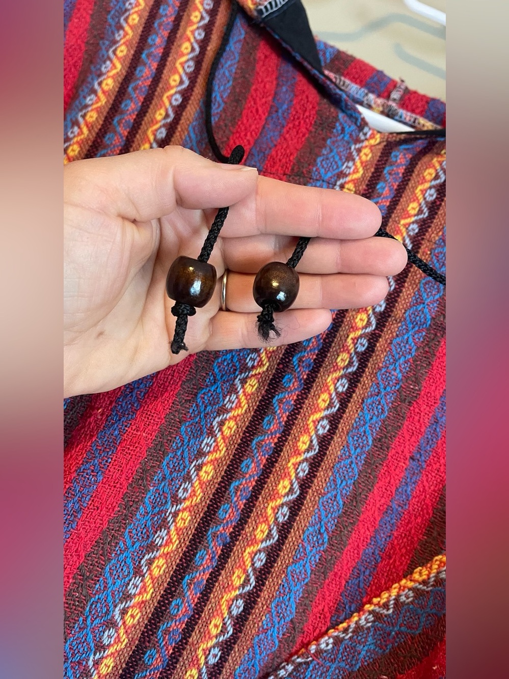 Handmade Woven Boho Hooded Poncho - Picture 4 of 10
